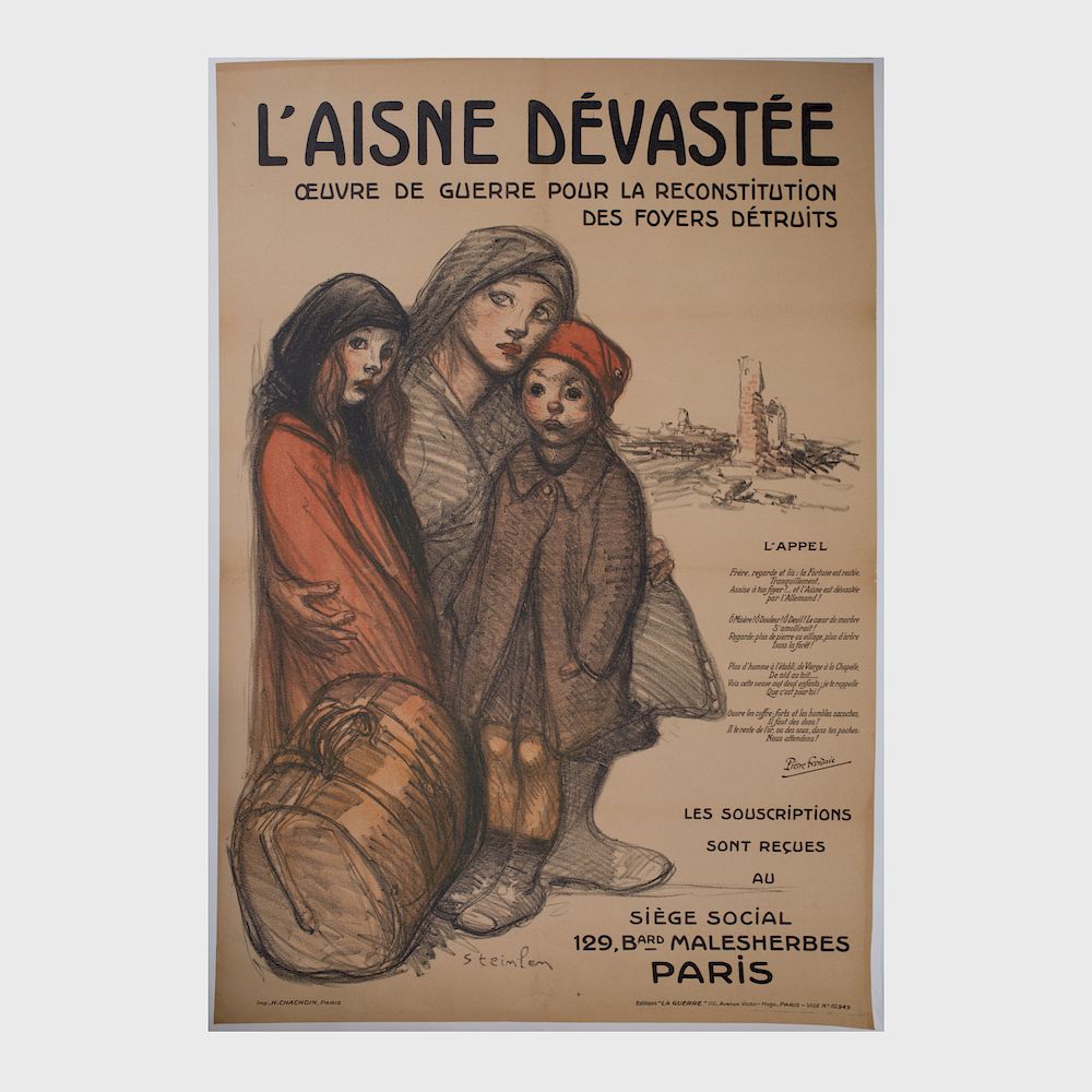 Appraisal: Th ophile Aldexandre Steinlen - L'Aisne D vast e Lithographic