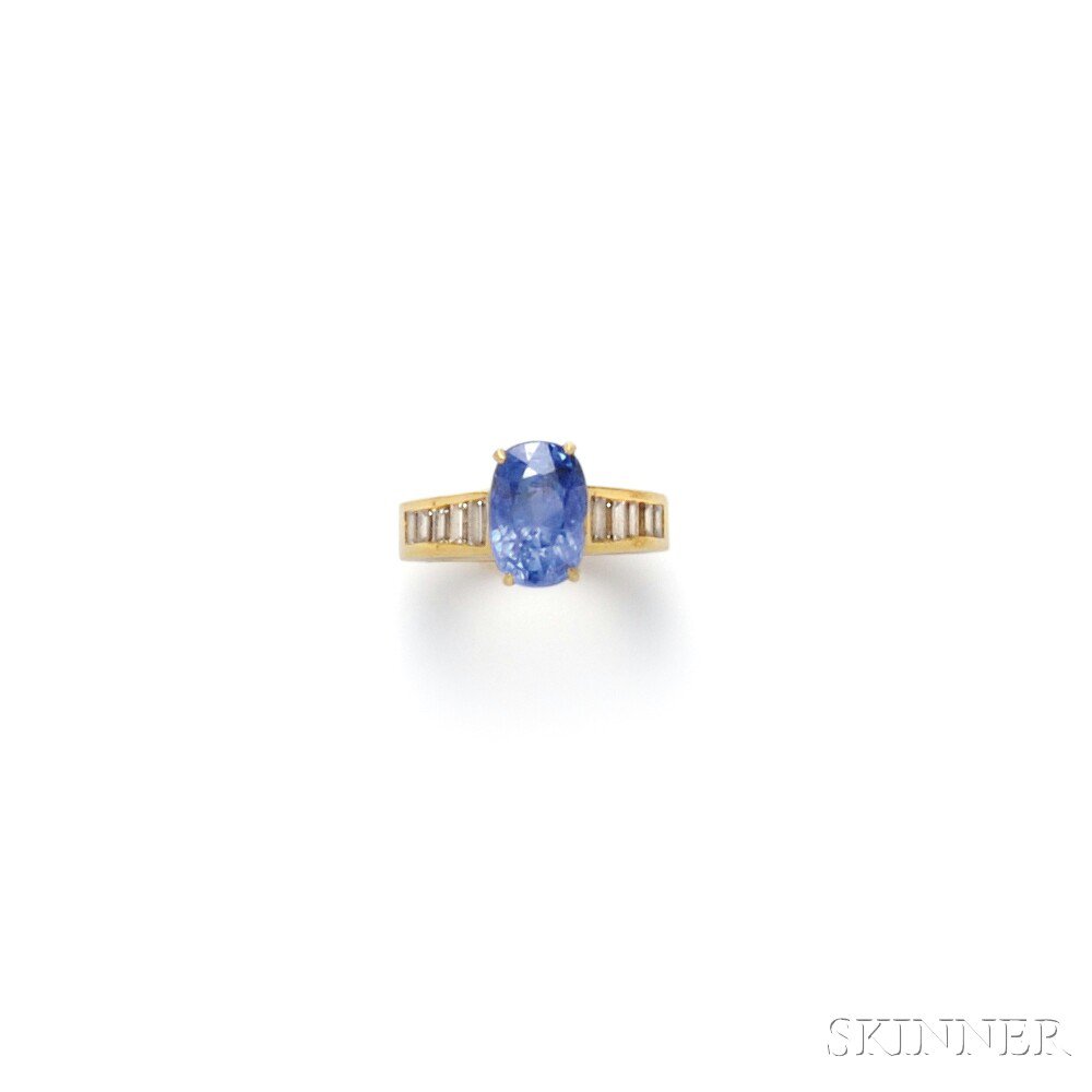 Appraisal: kt Gold Sapphire and Diamond Ring prong-set with an oval