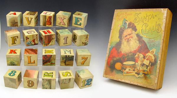 Appraisal: MCLOUGHLIN BROTHERS SANTA CLAUS CUBE PUZZLE Titled ''Santa Claus Travels