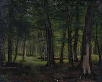 Appraisal: F Bussman American th Century Forest Interior Oil on canvas