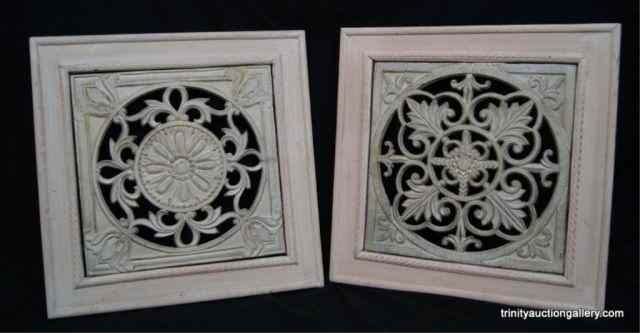 Appraisal: Square Metal Wood Wall Art Decorator Items- Use for indoor