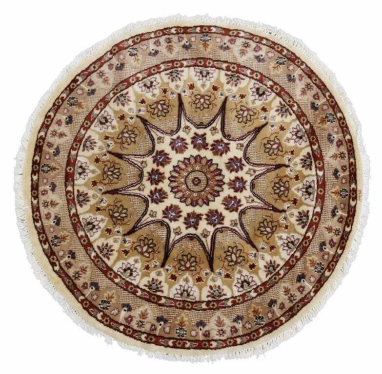 Appraisal: HAND-TIED INDIAN JAIPUR ROUND RUG ' DIAMHand-tied Indian Jaipur rug