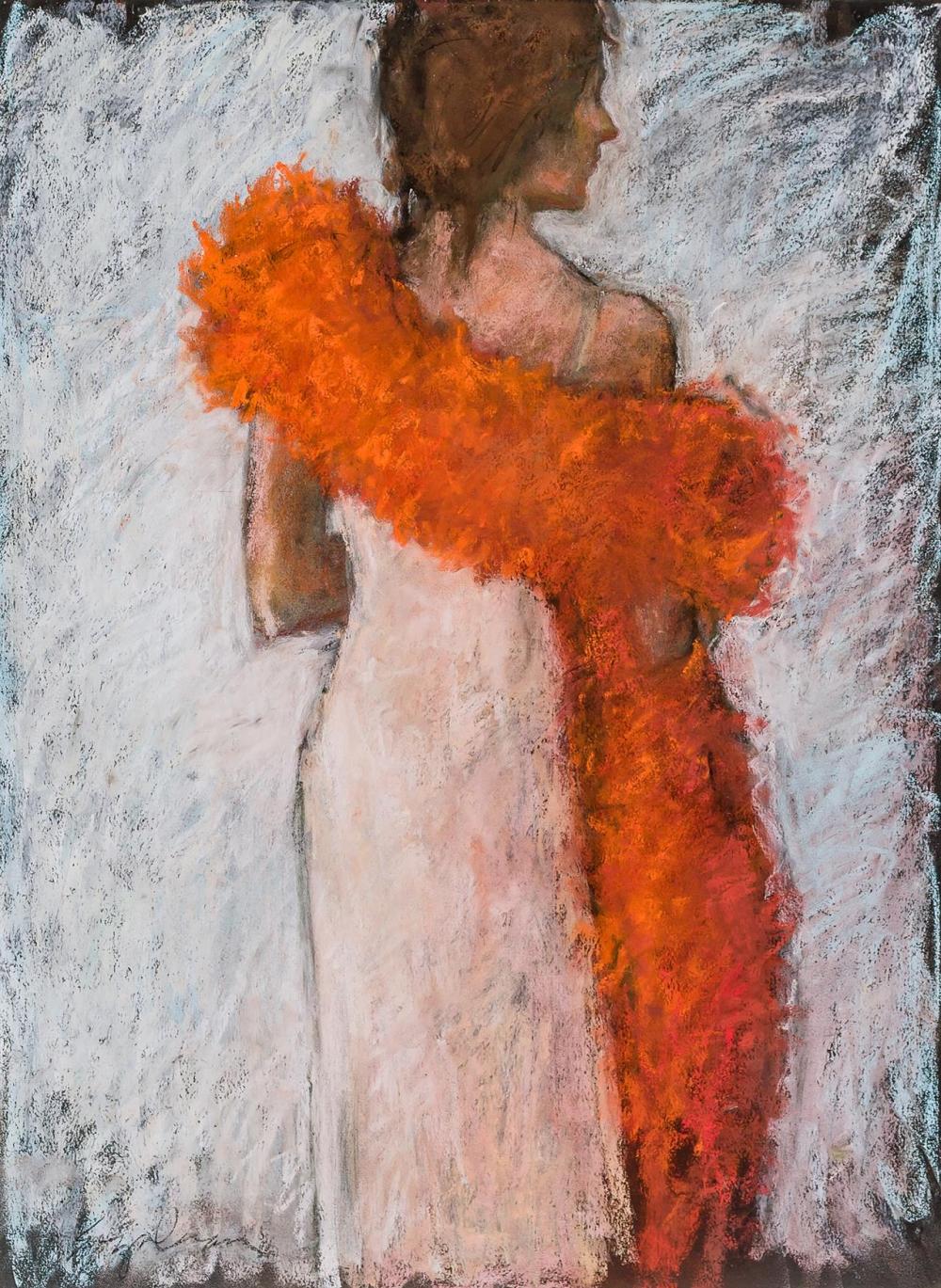 Appraisal: RICHARD SEGALMAN American b Woman with Red Boa pastel on