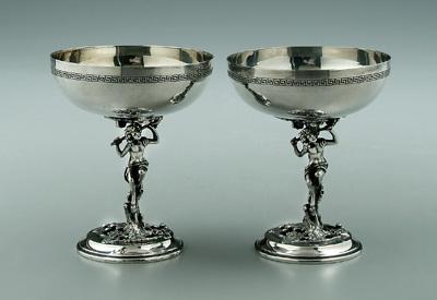 Appraisal: Set of six silver plated goblets round with Greek key