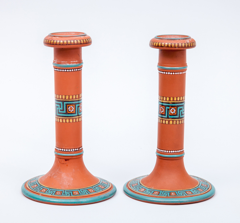 Appraisal: F AND R PRATT CO PRATTWARE GREEK KEY PAIR OF