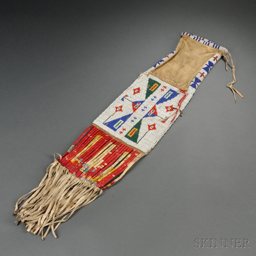 Appraisal: Lakota Beaded and Quilled Hide Pipe Bag c with multicolored