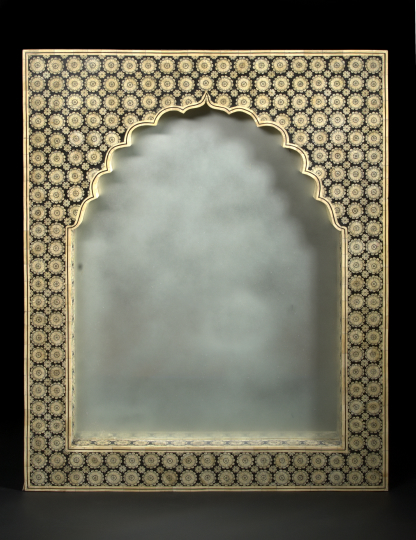 Appraisal: Dramatic Moghul-Style Bone Wall Mirror of rectangular form composed of