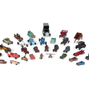 Appraisal: Twenty-Six Metal Toy Vehicles th Century including cast iron pressed