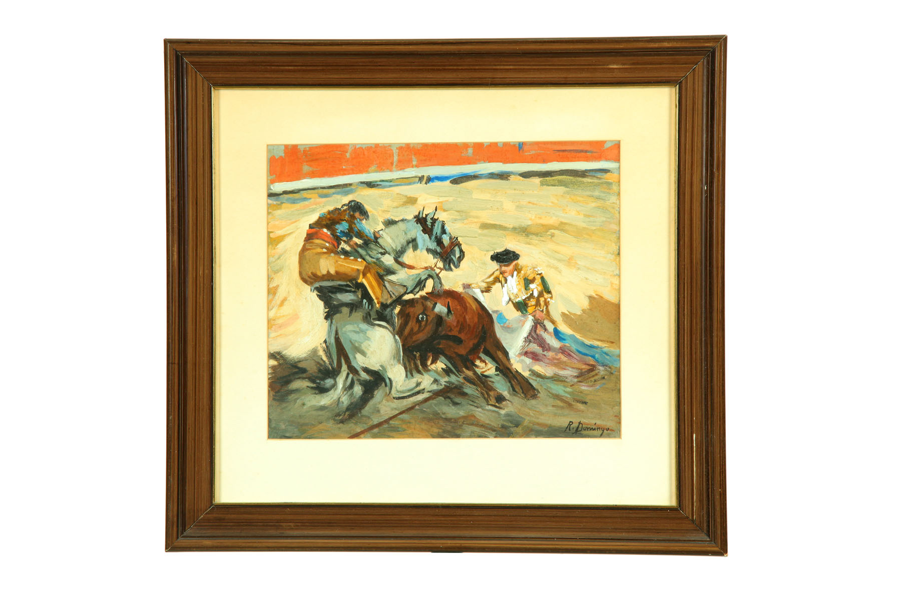 Appraisal: BULLFIGHT BY ROBERTO DOMINGO SPAIN - Gouache on heavy stock