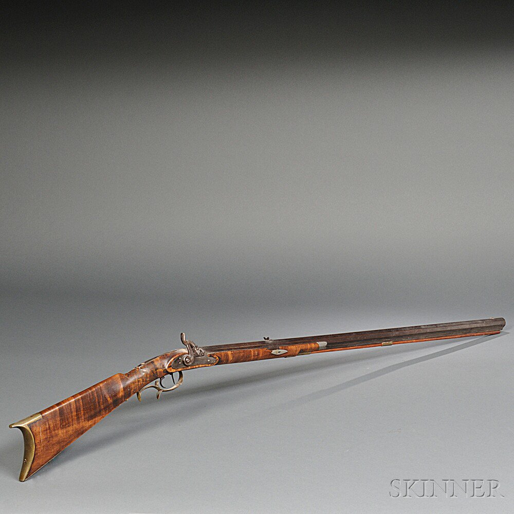 Appraisal: Kentucky-style Half-stock Percussion Rifle c early to mid- th century