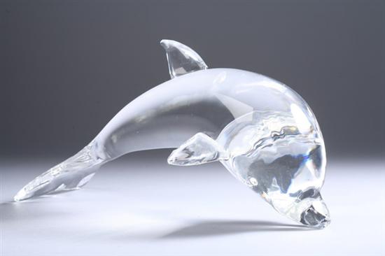 Appraisal: STEUBEN GLASS FIGURE OF DOLPHIN signed on tail - in