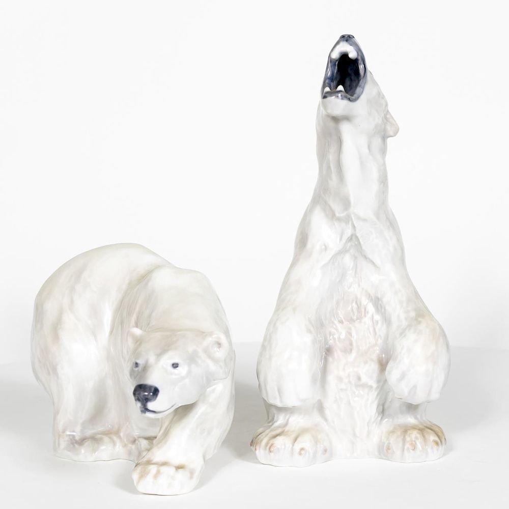 Appraisal: Two Royal Copenhagen Polar Bear Figures Royal Copenhagen Danish founded