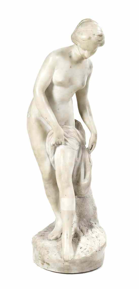 Appraisal: An Italian Alabaster Figure depicting a nude maiden at her