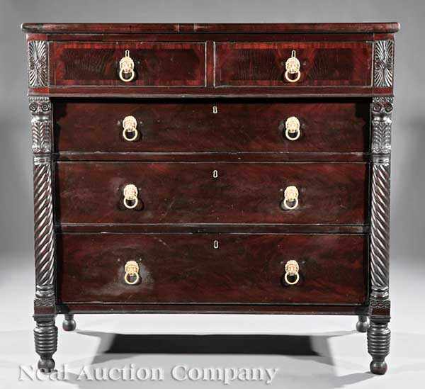 Appraisal: An American Classical Carved Mahogany Chest of Drawers c Norfolk