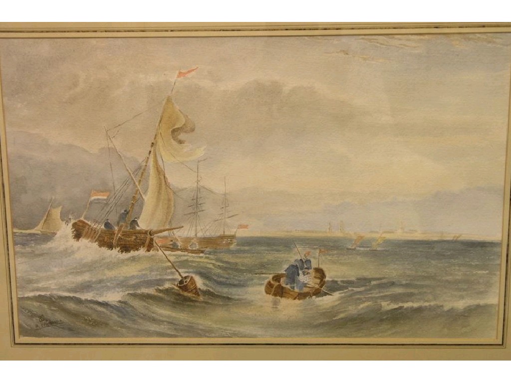 Appraisal: A Stanfield - watercolour ships at sea middle distant land