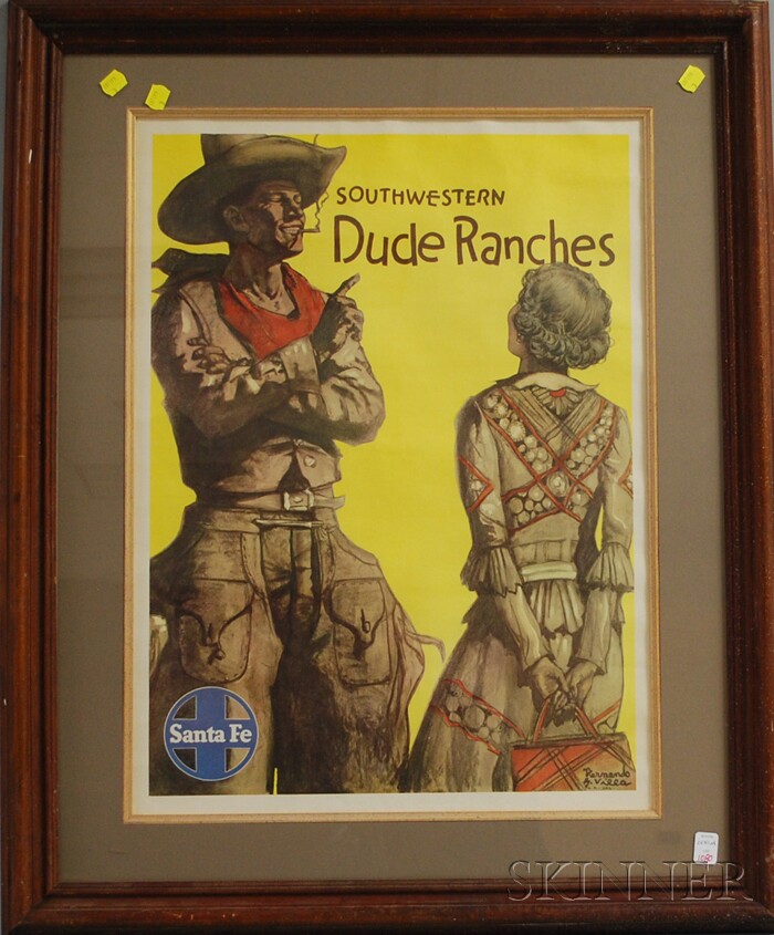 Appraisal: Hernando B Villa Santa Fe Railroad Southwestern Dude Ranches Poster