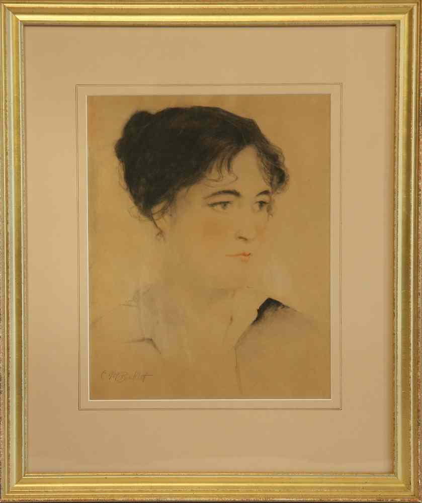 Appraisal: PENCIL DRAWING - Portrait of woman signed ll 'C W