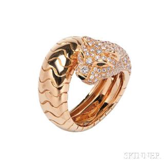 Appraisal: kt Gold and Diamond Panthere Ring Cartier kt Gold and