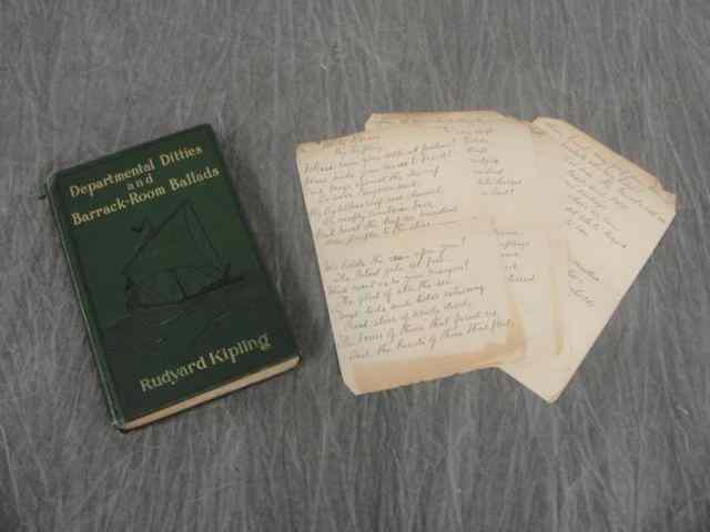 Appraisal: Kipling Lot Including a Book Titled ''DepartmentalDitties and Barack Room