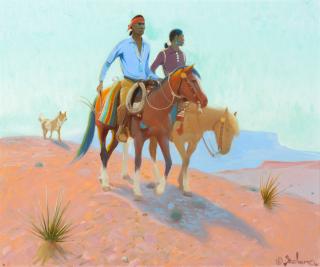 Appraisal: GERARD CURTIS DELANO - Navajo Coupleoil on board x inchessigned