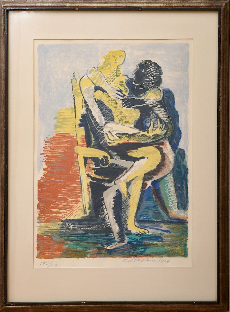 Appraisal: Ossip Zadkine - Lovers Lithograph in colors on wove paper