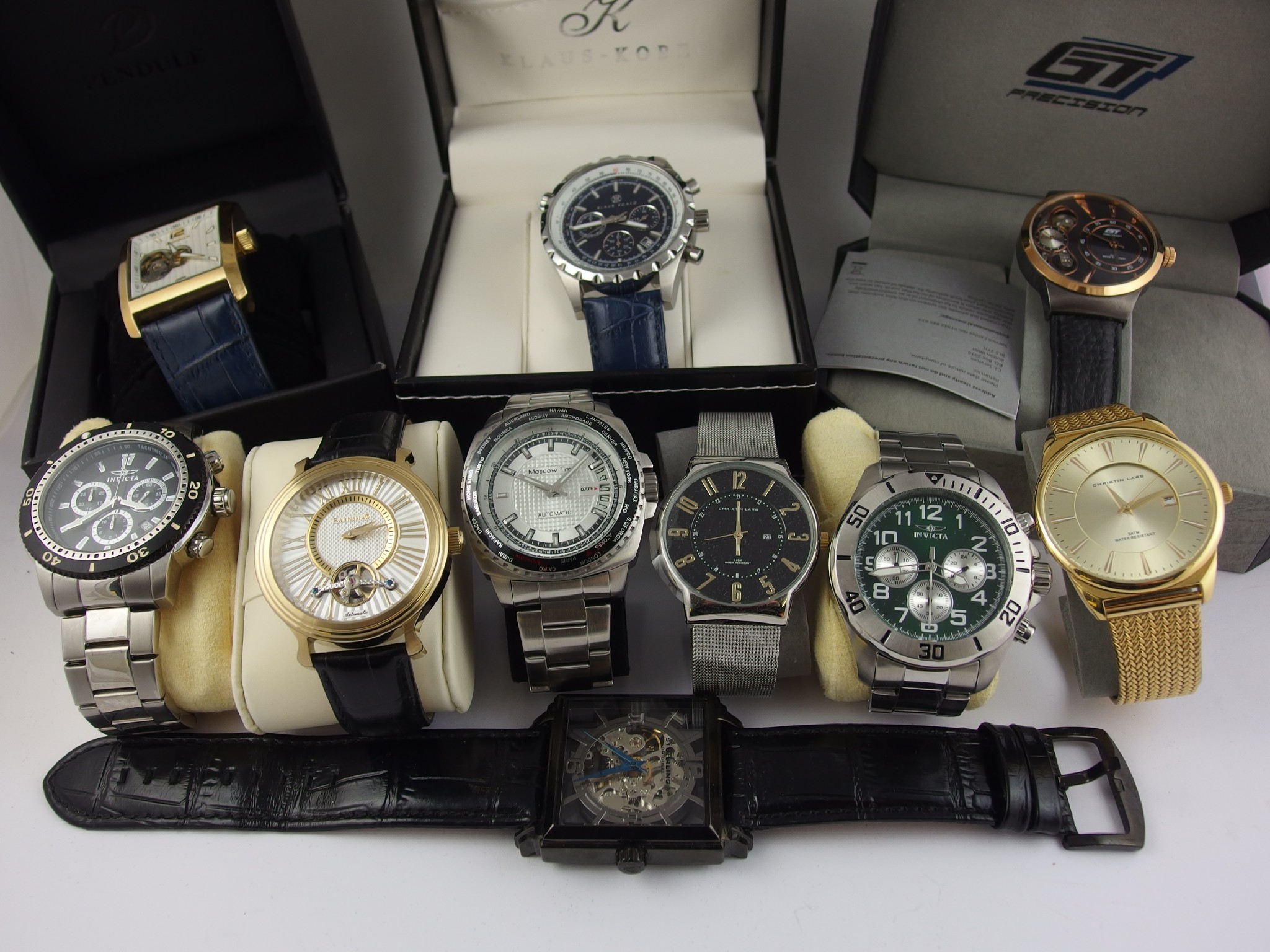 Appraisal: A collection of ten gents fashion watches to include Stuhrling