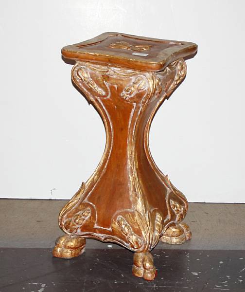 Appraisal: A Continental Baroque style parcel gilt pine pedestal late th