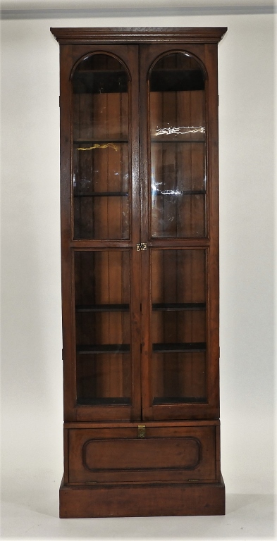 Appraisal: C VICTORIAN WALNUT STEP BACK BOOKCASE CABINET United States Circa