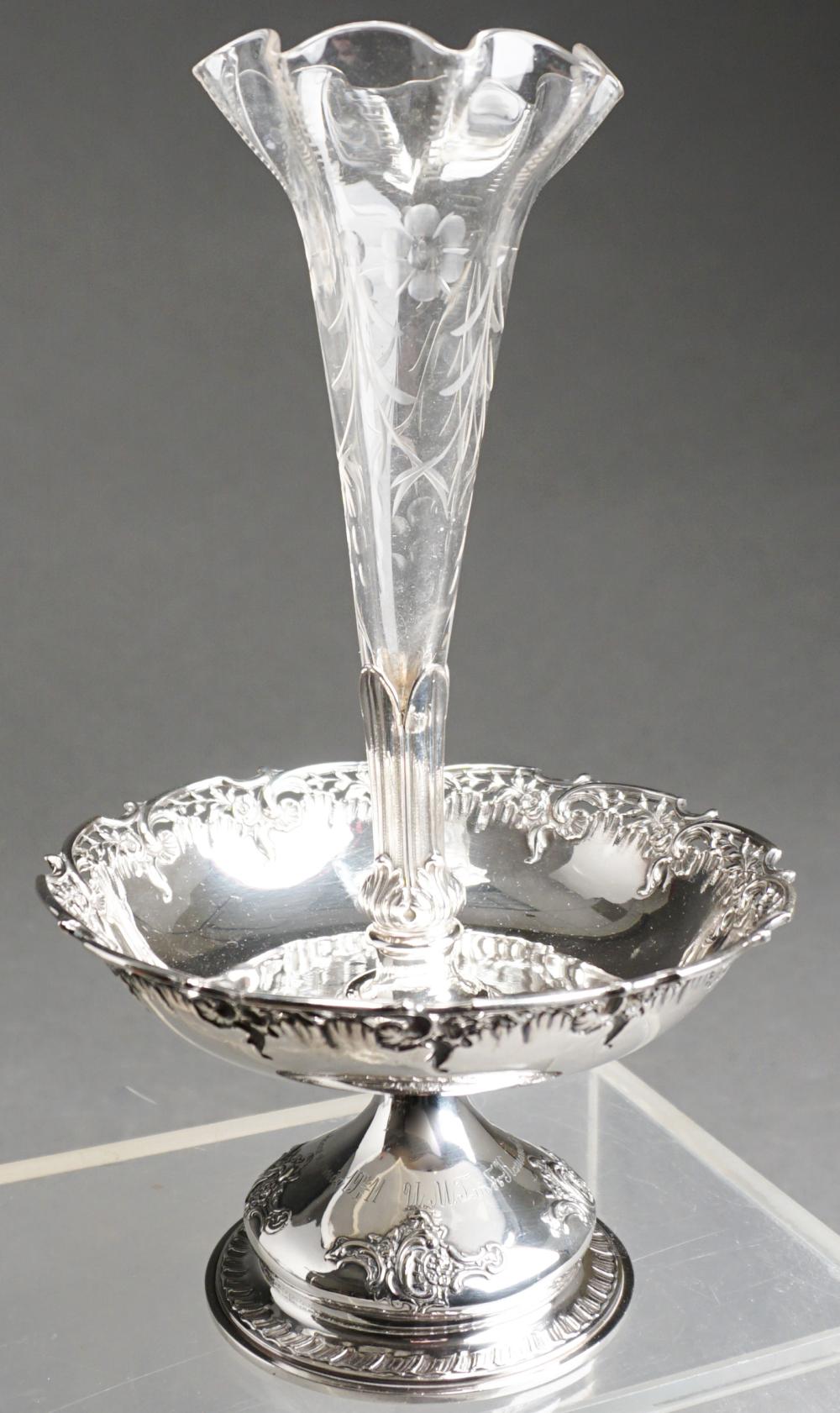 Appraisal: IMPERIAL RUSSIAN -SILVER EPERGNE TAZZA WITH GLASS H X W