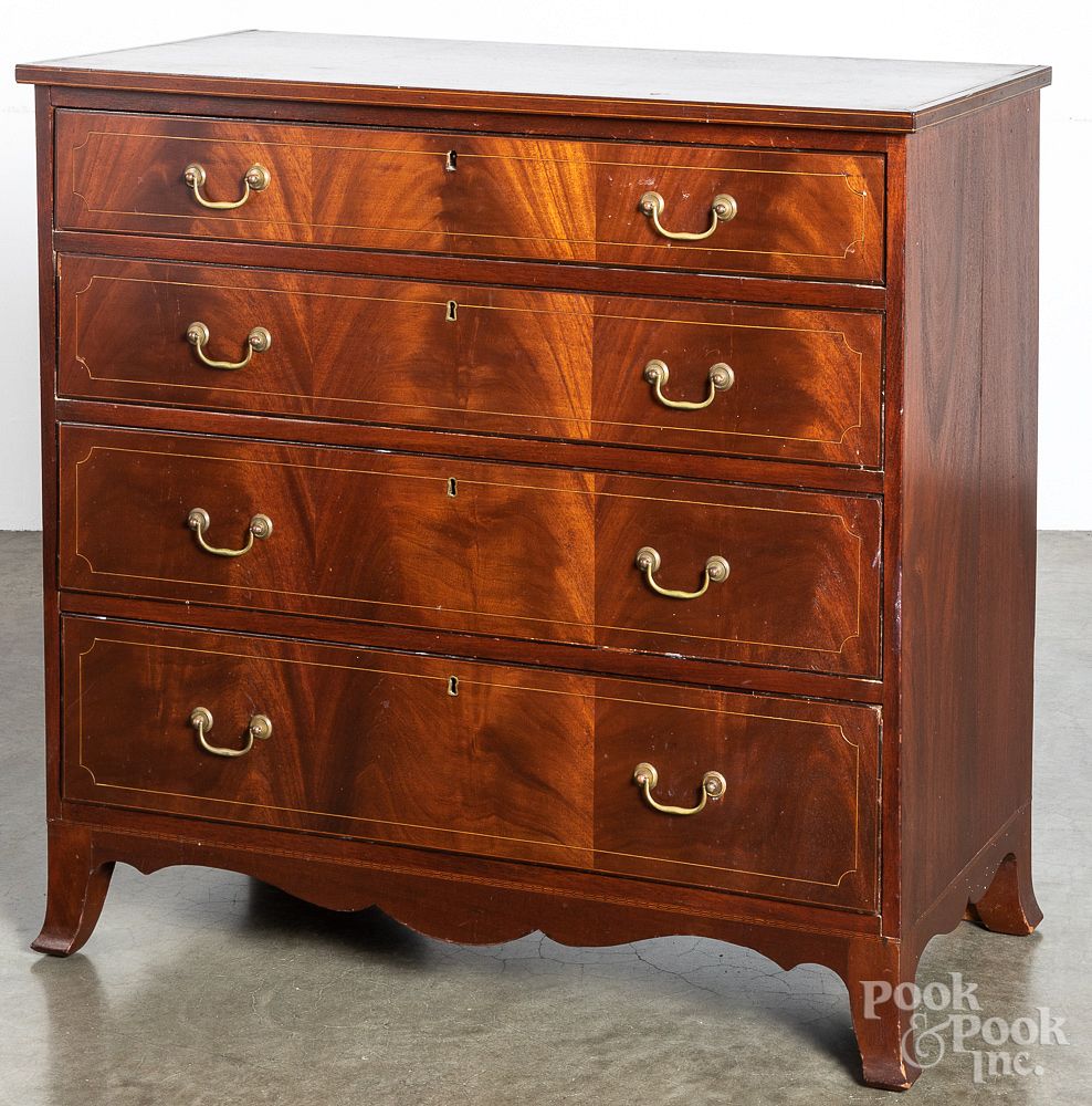 Appraisal: Pennsylvania Federal mahogany chest of drawers Pennsylvania Federal inlaid mahogany