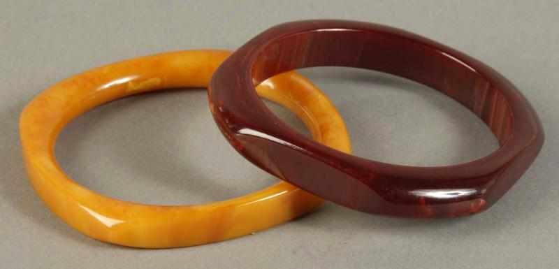 Appraisal: Lot of Square Bakelite Bracelets Description Includes one in marbled