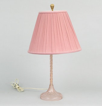 Appraisal: A Vintage Deco Glass Boudoir Lamp A vintage Deco pink