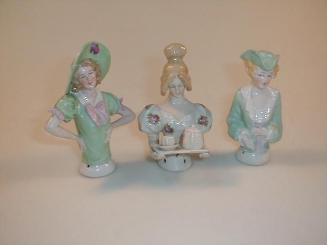 Appraisal: Three German porcelain half dolls