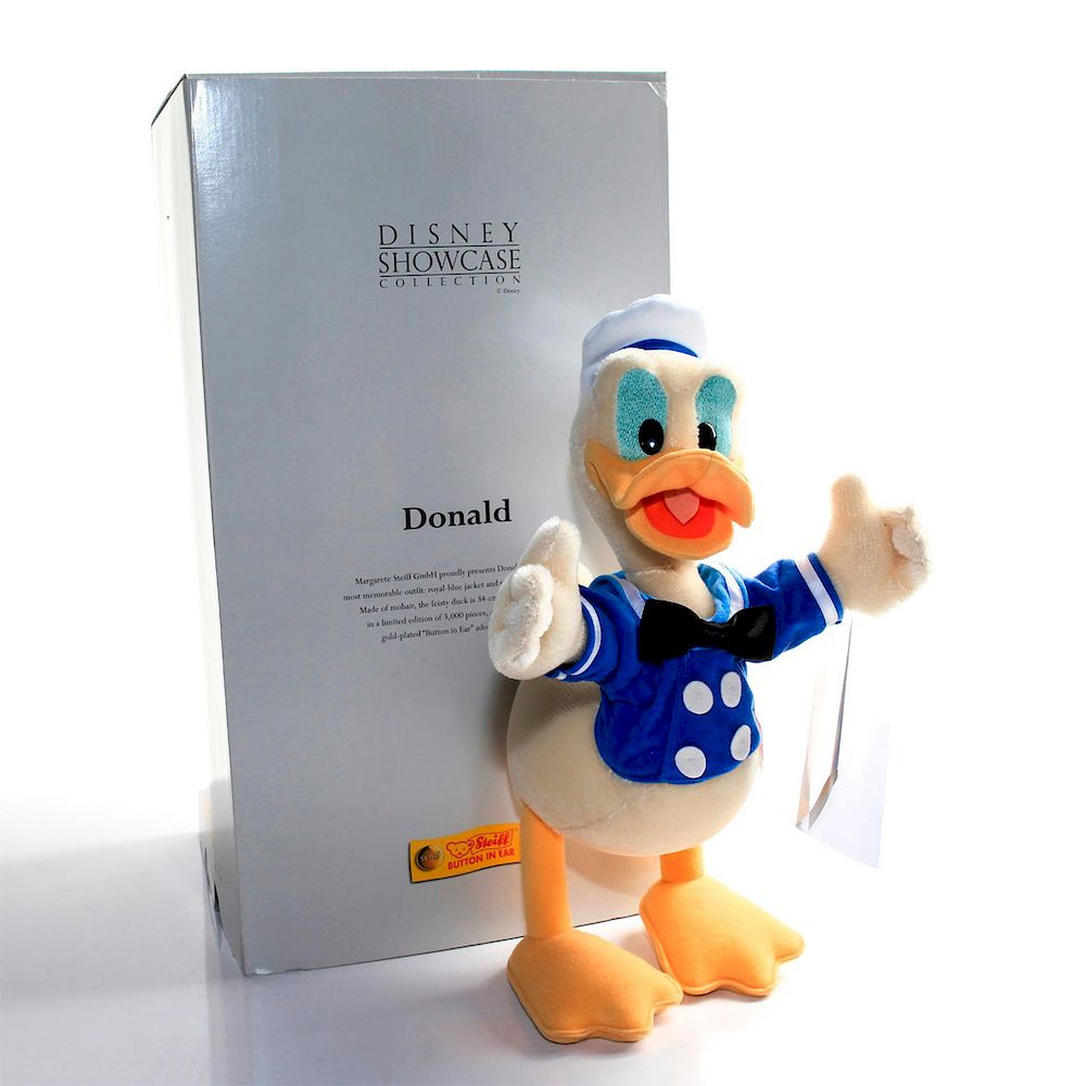 Appraisal: STEIFF DONALD DUCK WIRE ARTICULATED IN BOX Earbutton and chest