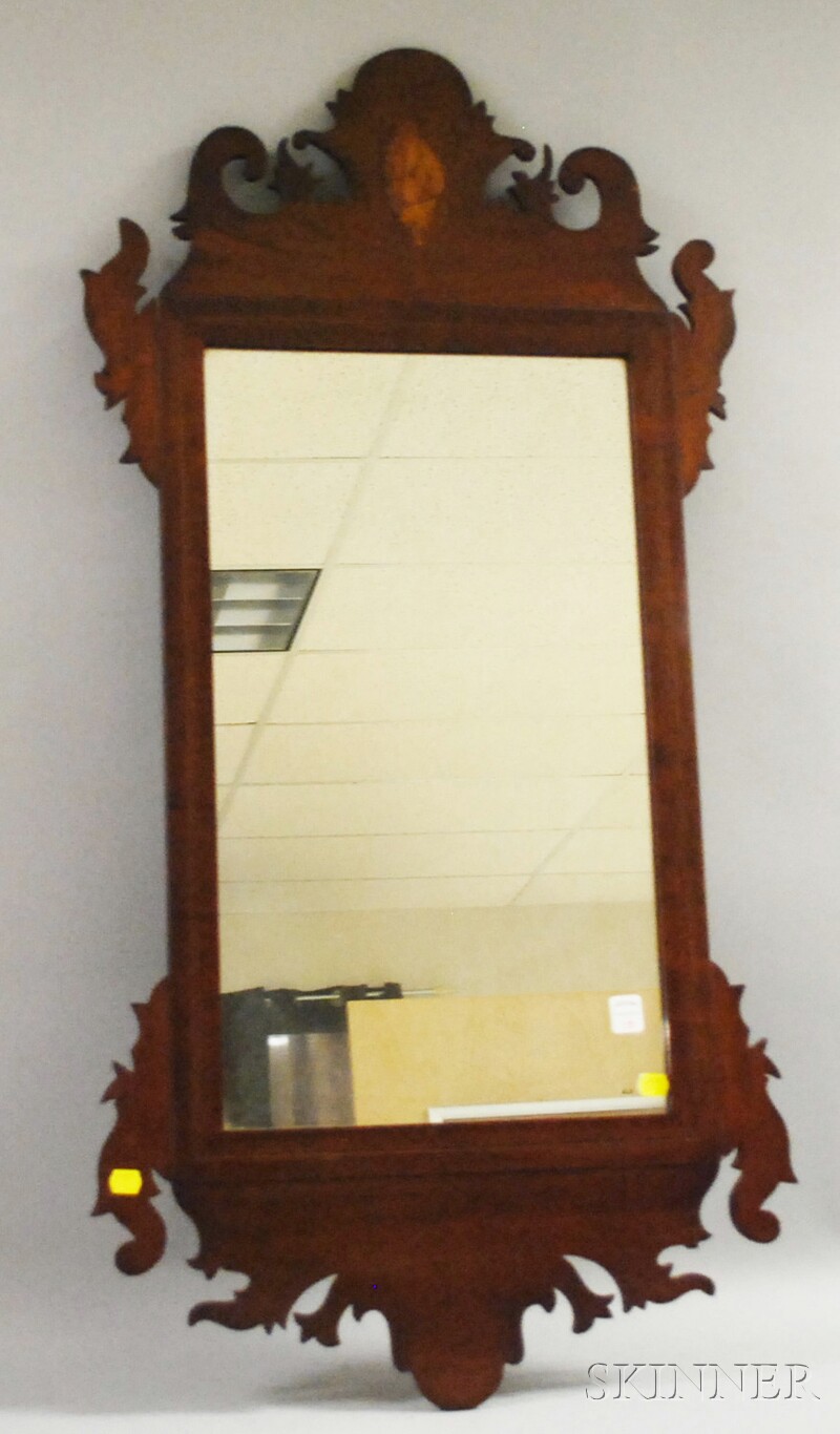 Appraisal: Chippendale Inlaid Mahogany Mirror repaired lg wd in