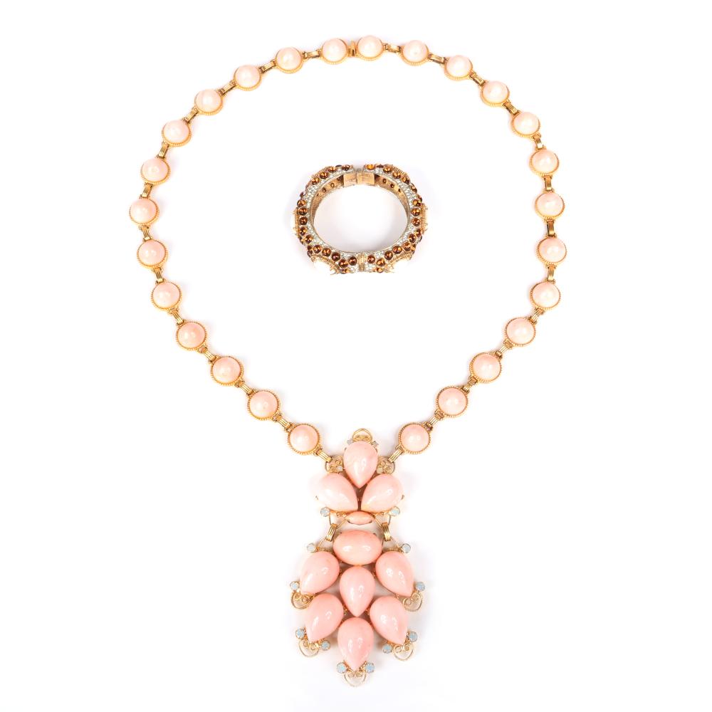 Appraisal: KENNETH JANE LANE KJL NECKLACE WITH PALE CORAL DOMEDED CABOCHONS