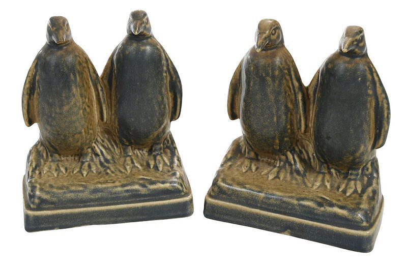 Appraisal: Pair of Rookwood Figural Penguin Pottery Bookends American early th