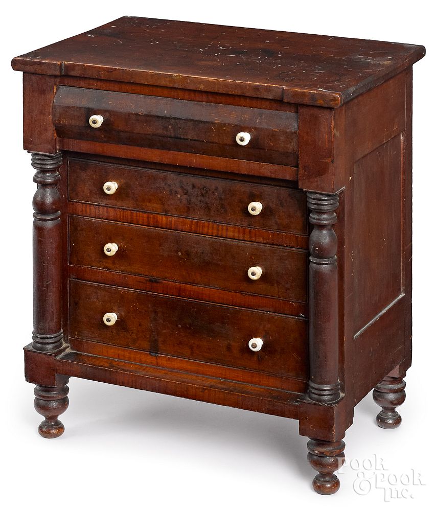 Appraisal: Pennsylvania Sheraton child's chest of drawers Pennsylvania Sheraton walnut and