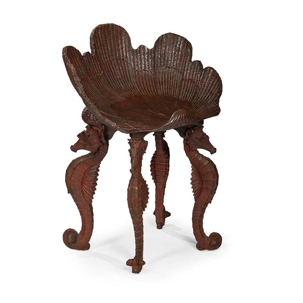 Appraisal: VENETIAN CARVED WOOD GROTTO CHAIR TH CENTURY in the form