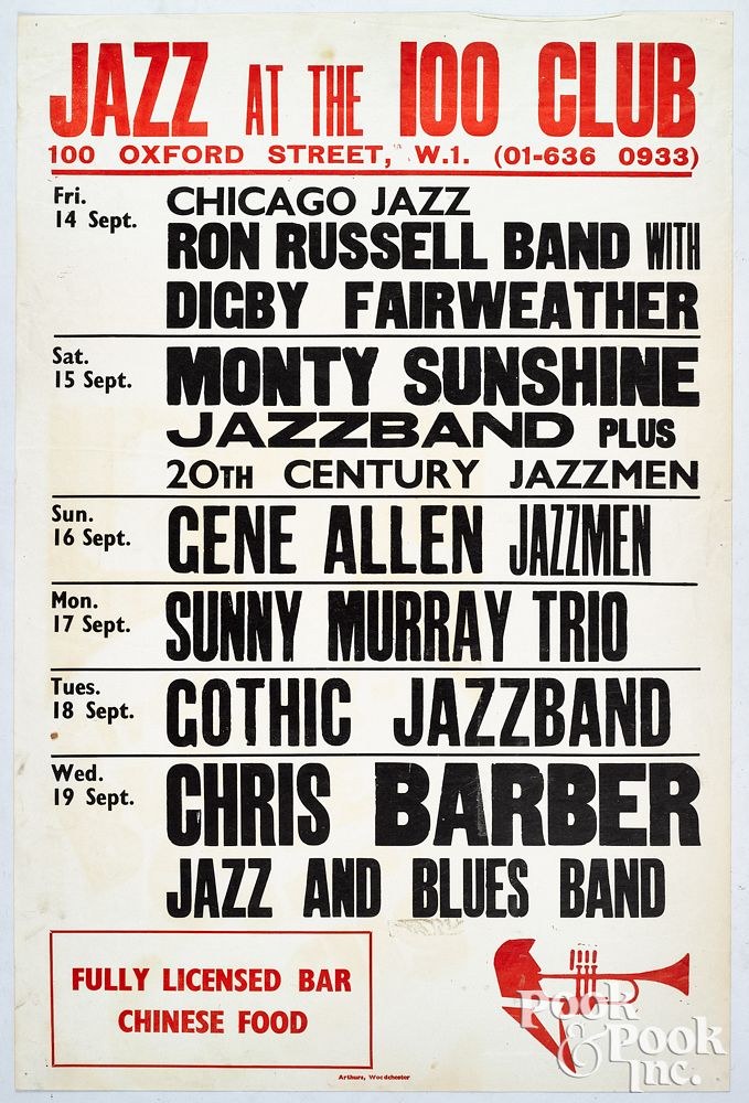 Appraisal: Jazz show schedule broadside poster Jazz show schedule broadside poster