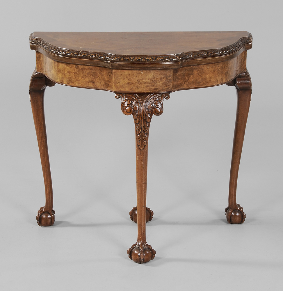 Appraisal: Chippendale Style Burlwood Games Table th century highly figured veneers