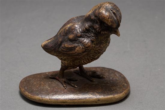 Appraisal: Continental cold-painted and patinated bronze chick figure late th early