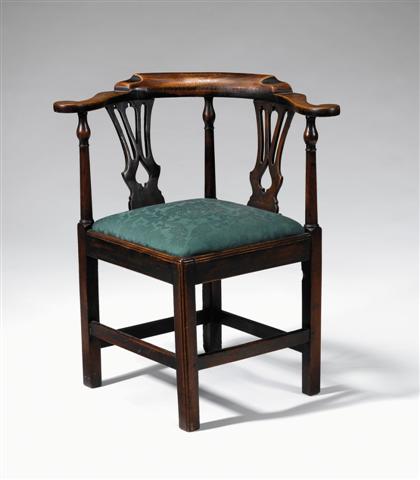 Appraisal: Provincial George III mahogany and parquetry corner armchair circa The