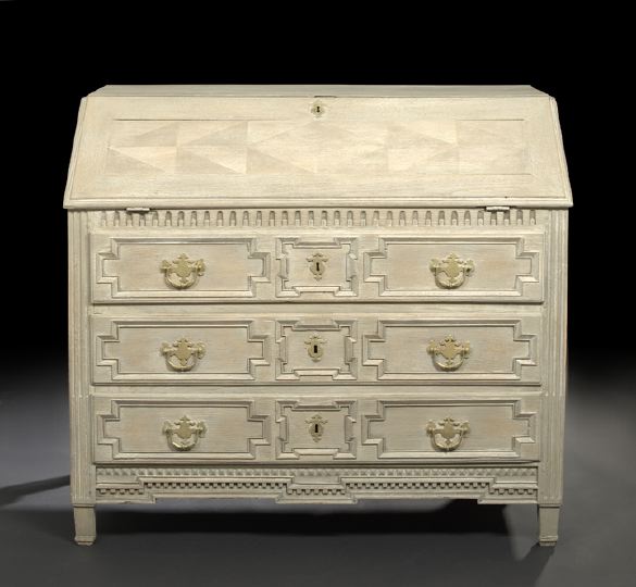 Appraisal: Provincial Louis XVI-Style Polychrome Oak Bureau fourth quarter th century