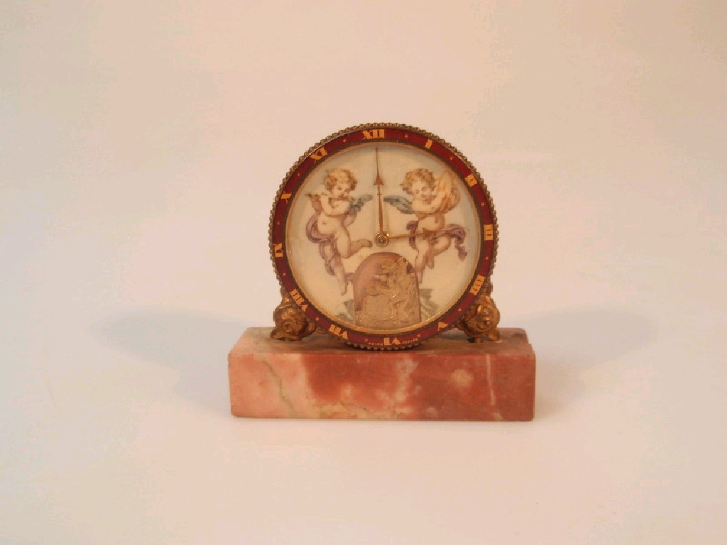 Appraisal: An early thC boudoir clock with timepiece movement the circular