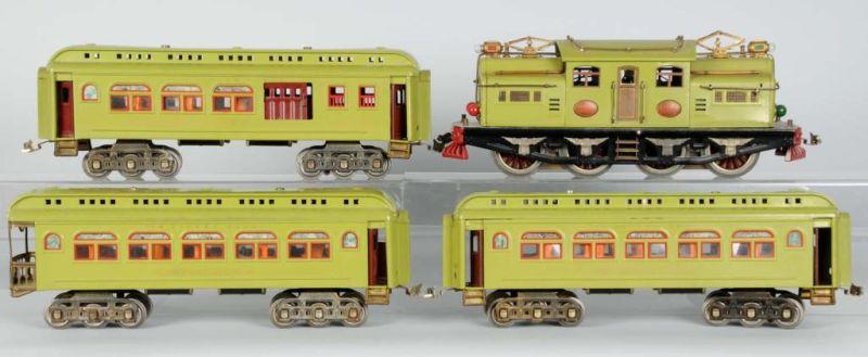 Appraisal: Lionel Standard Gauge E Passenger Train Set Description Pre-war Tin-plate