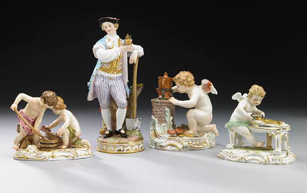 Appraisal: A group of four Meissen porcelain figures second half th