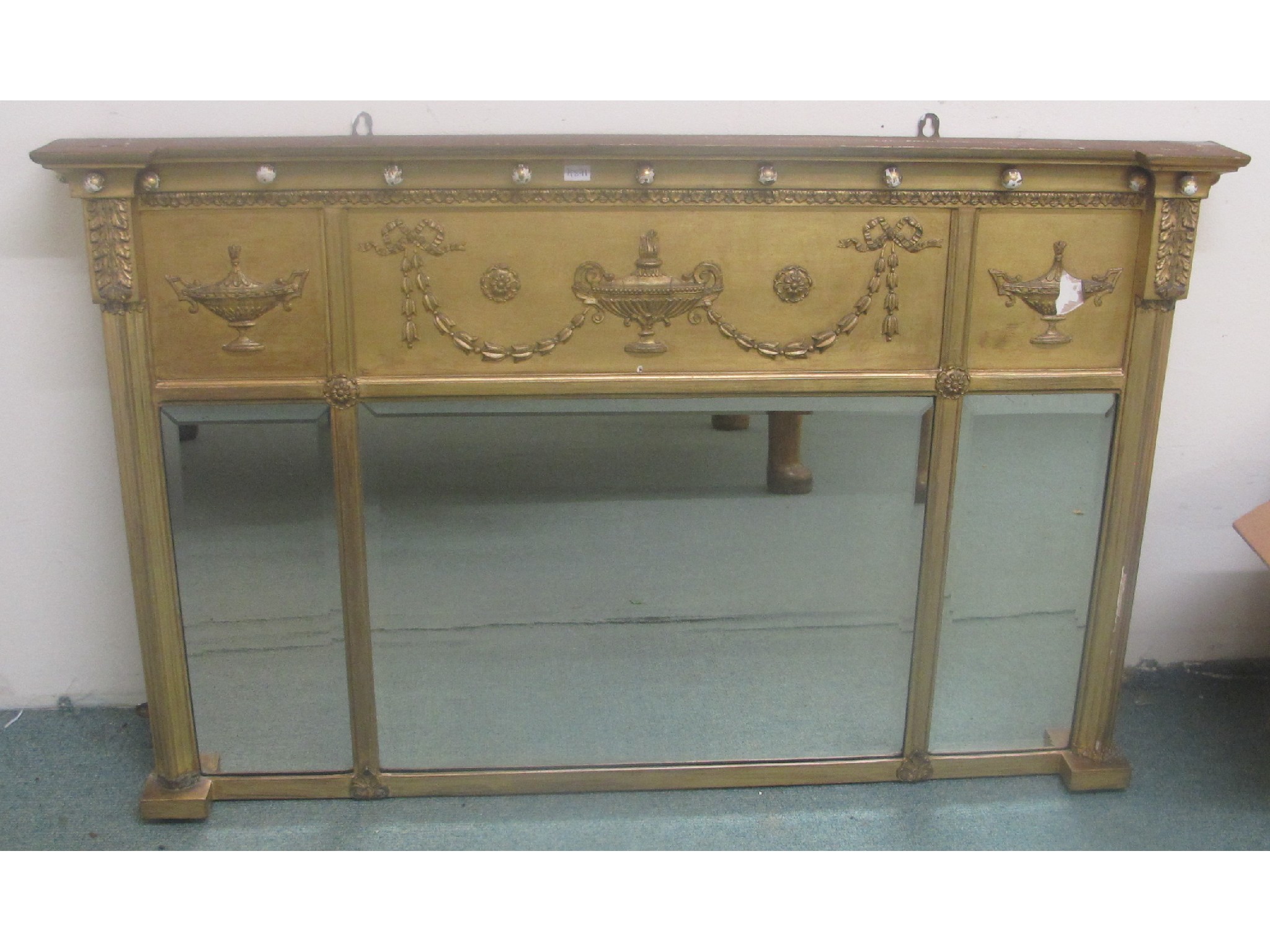 Appraisal: A gilt framed over mantel wall mirror