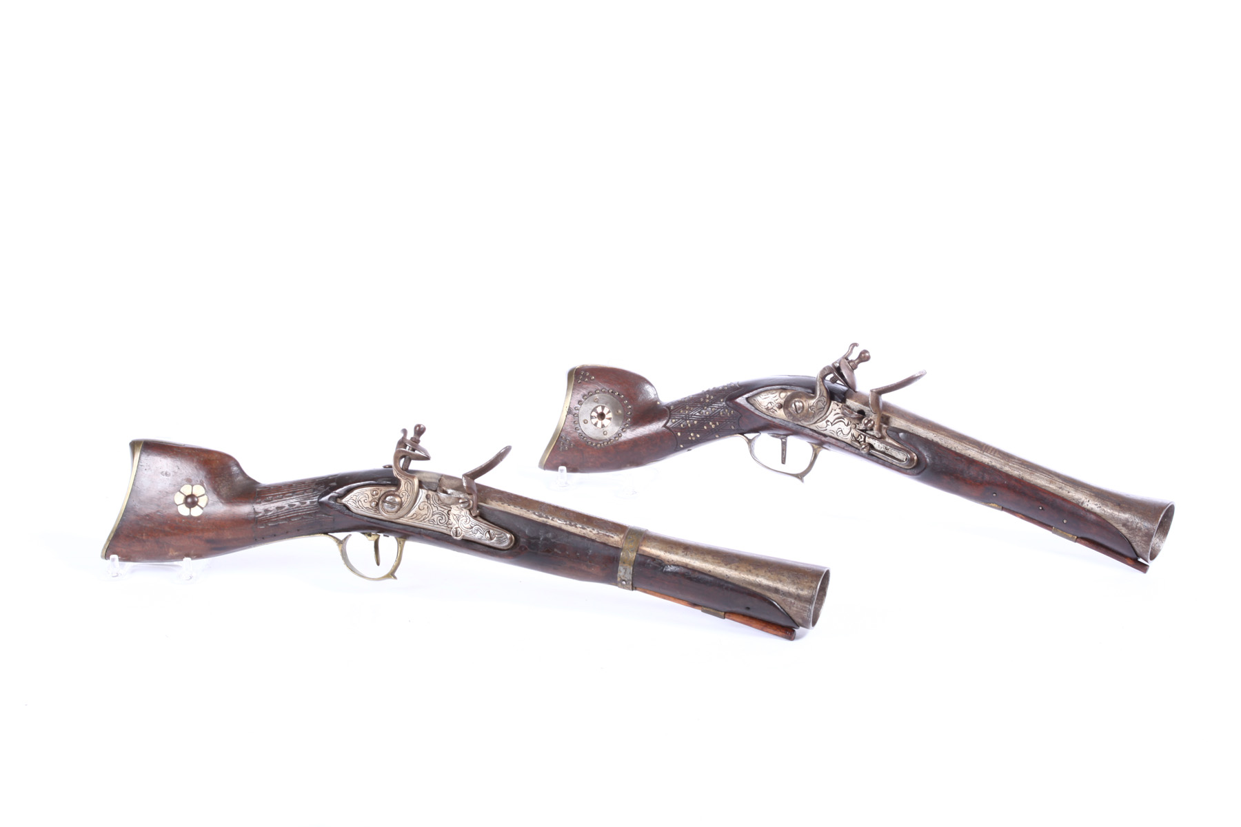 Appraisal: TWO MIDDLE EASTERN FLINTLOCK PISTOLS Middle Eastern th century Two