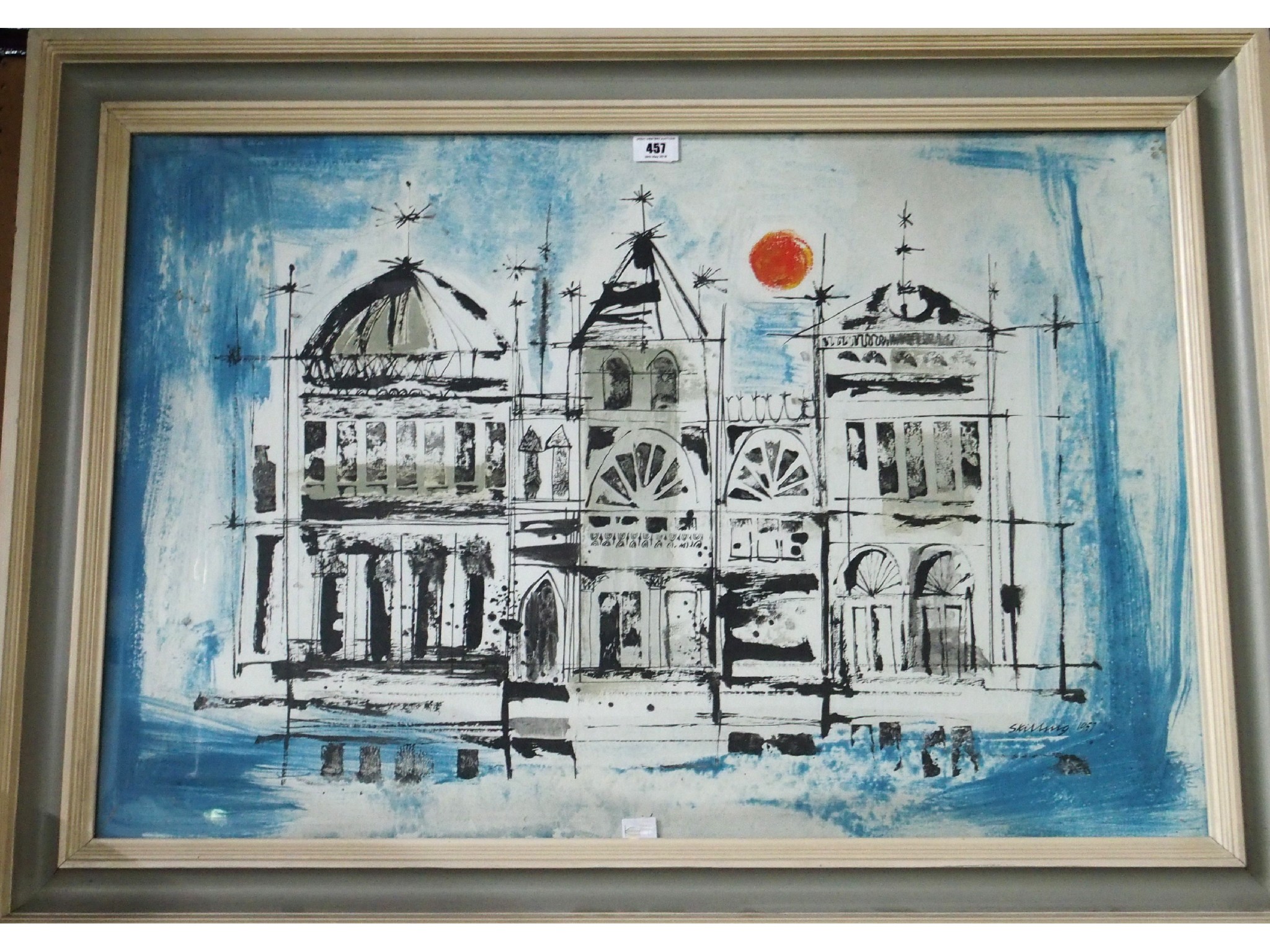 Appraisal: SKILLING Venice Buildings signed mixed media dated